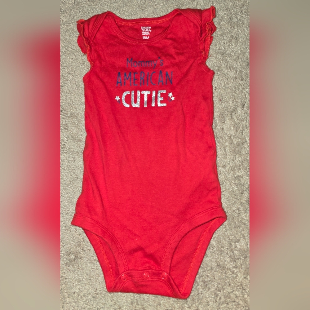 Carter's Red Sleeveless Bodysuit with Text Design